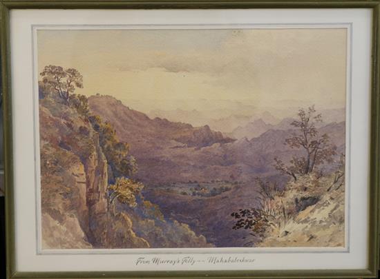 Lieutenant General Henry Francis Hancock (1834-1887) Views of The Lake, The Blue Valley and Marrays Folly, Mahabaleshwar 9.5 x 13in.